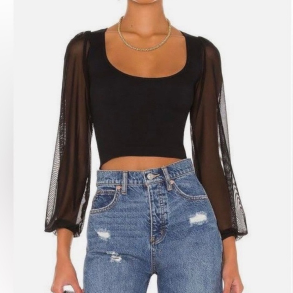 Free People Intimately Lost in Love Seamless Sheer Sleeve Top